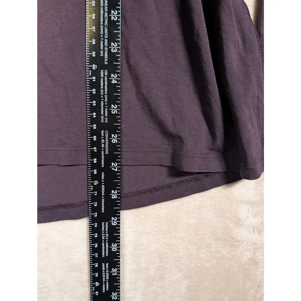 Lululemon Emerald Long Sleeve Shirt Black Cherry Dark Purple Pima Cotton Large